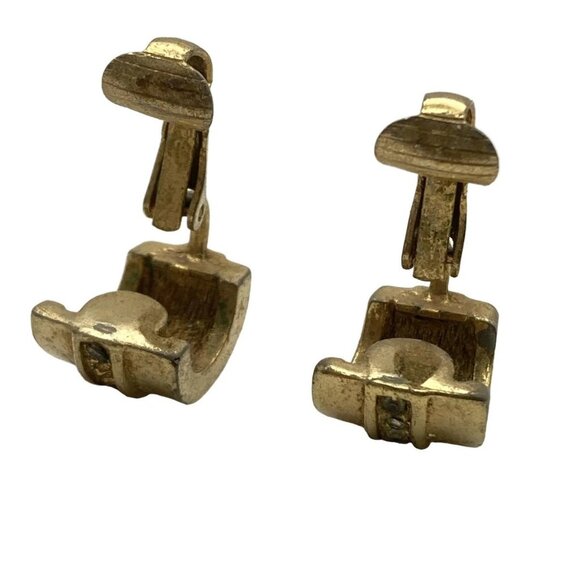 Auth DIOR/ChristianDior - Gold Clear Hardware Rhinestones Clip On Earrings - Picture 3 of 3